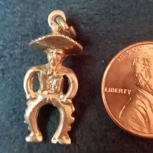 Vintage Mexican cowboy vaquero silver charm 1 1/4"